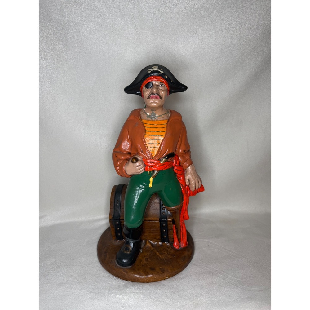 Vintage Holland Mold Pirate Coin Bank 13" Ceramic Treasure Chest Hand Painted